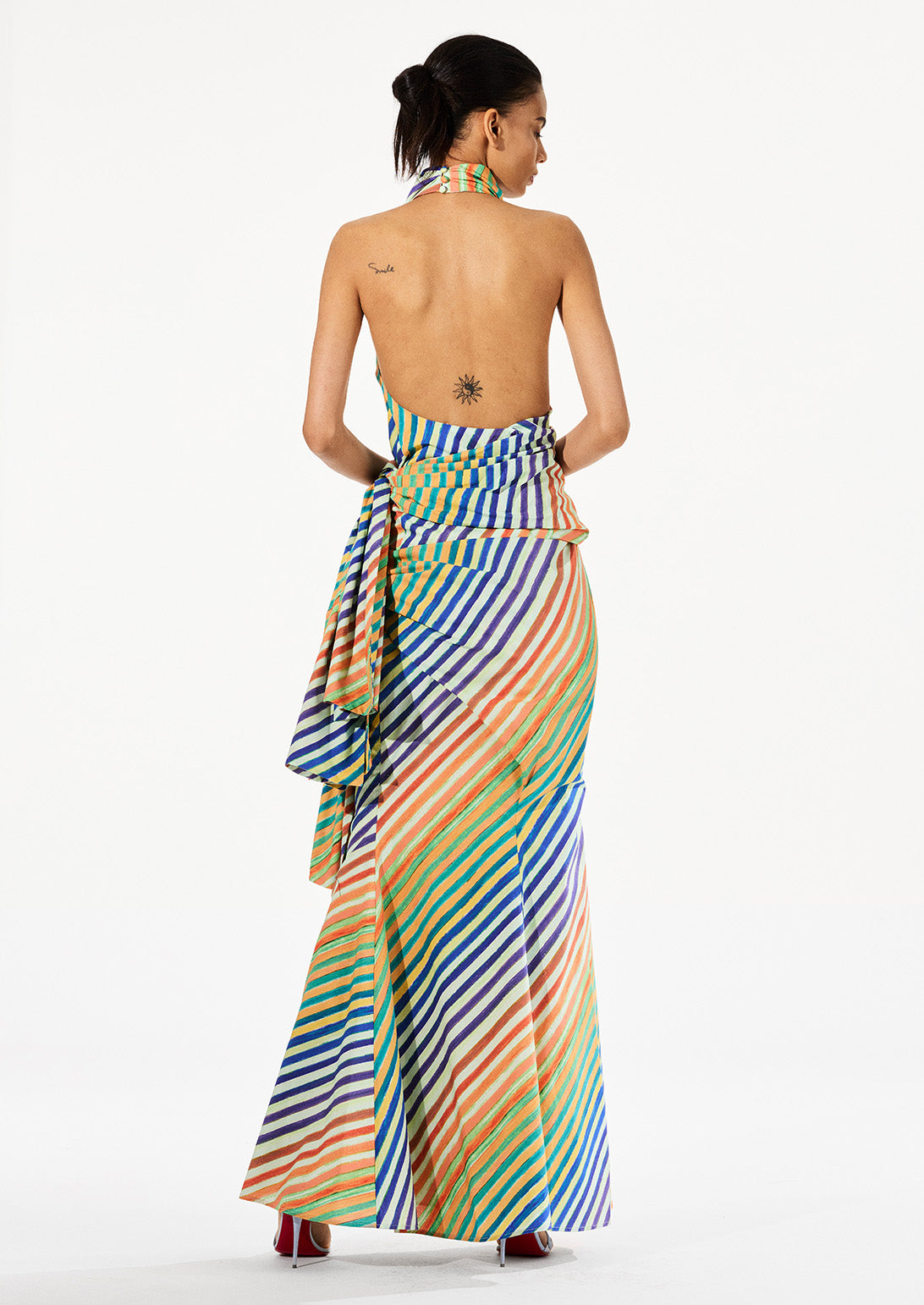 BIAS CRAYON STRIPE SARONG BLOUSE