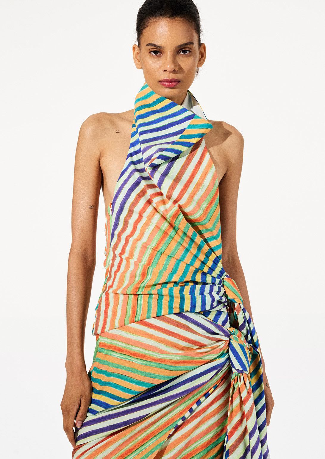 BIAS CRAYON STRIPE SARONG BLOUSE