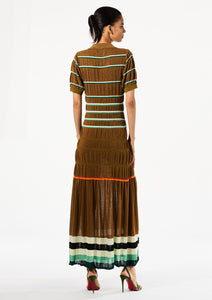 RELAXED MULTI-STITCH POLO MAXI DRESS