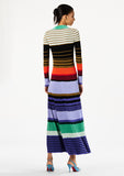 Load image into Gallery viewer, STRIPED RIBBED LONG SLEEVE MAXI POLO DRESS
