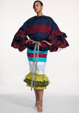 Load image into Gallery viewer, SILK COLORBLOCK PAPER BAG TOP W/ RUFFLES (PRE-ORDER)
