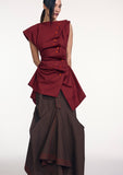 Load image into Gallery viewer, PLEATED BUTTON BLOUSE W/ LACE UP BACK (PRE-ORDER)
