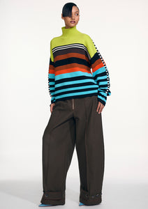 STRIPED BRUSHED OVERSIZED TURTLENECK (PRE-ORDER)