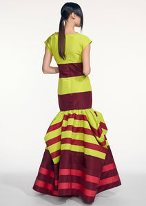 SILK COLORBLOCK PEEL UMBRELLA GOWN (PRE-ORDER)