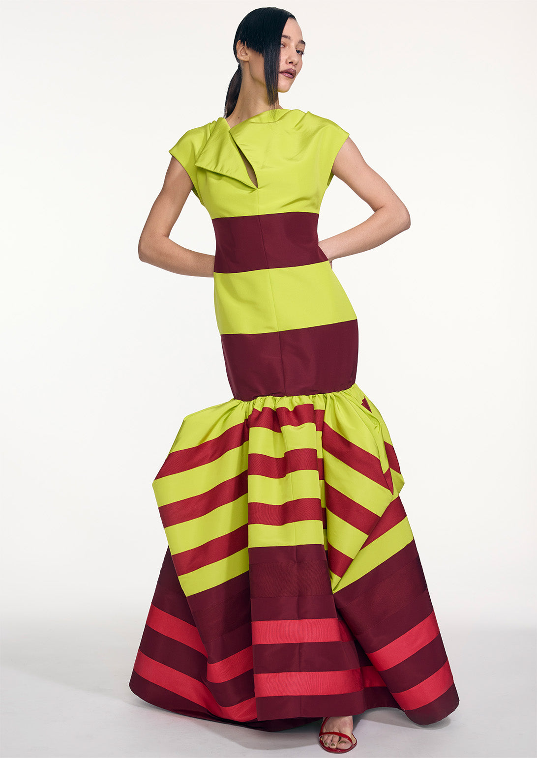 SILK COLORBLOCK PEEL UMBRELLA GOWN (PRE-ORDER)