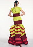 Load image into Gallery viewer, SILK COLORBLOCK PEEL UMBRELLA GOWN (PRE-ORDER)
