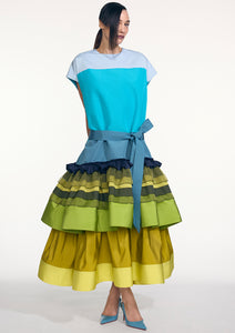 COLORBLOCK SLEEVELESS RUFFLE BABYDOLL DRESS (PRE-ORDER)