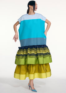 COLORBLOCK SLEEVELESS RUFFLE BABYDOLL DRESS (PRE-ORDER)