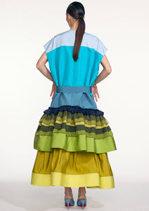 COLORBLOCK SLEEVELESS RUFFLE BABYDOLL DRESS (PRE-ORDER)