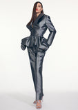 Load image into Gallery viewer, SILK FITTED COWL PEPLUM JACKET (PRE-ORDER)
