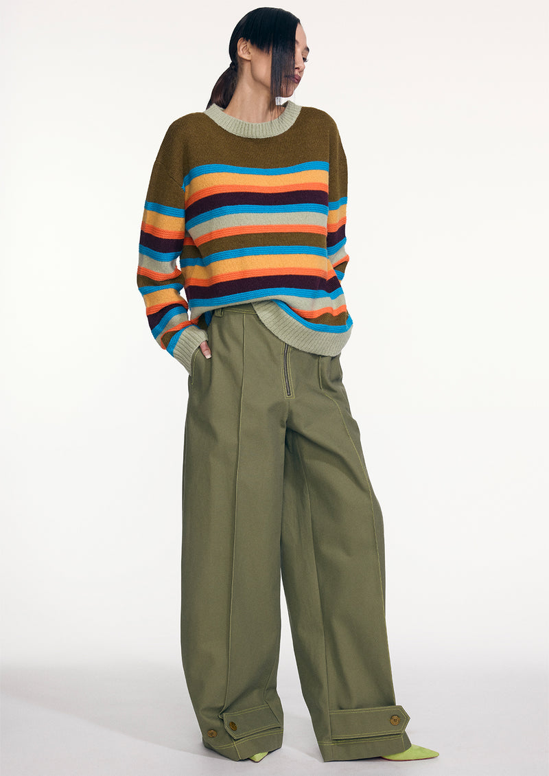 MULTI-STITCH RELAXED STRIPED SWEATER
