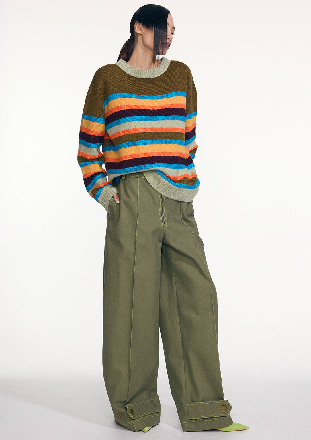 MULTI-STITCH RELAXED STRIPED SWEATER (PRE-ORDER)