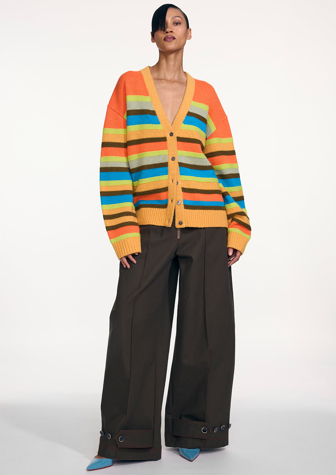 MULTI-STITCH RELAXED STRIPED CARDIGAN (PRE-ORDER)