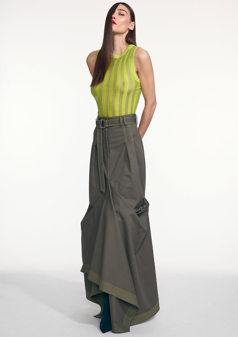 PLEATED SHELL WITH ALPACA TRIM