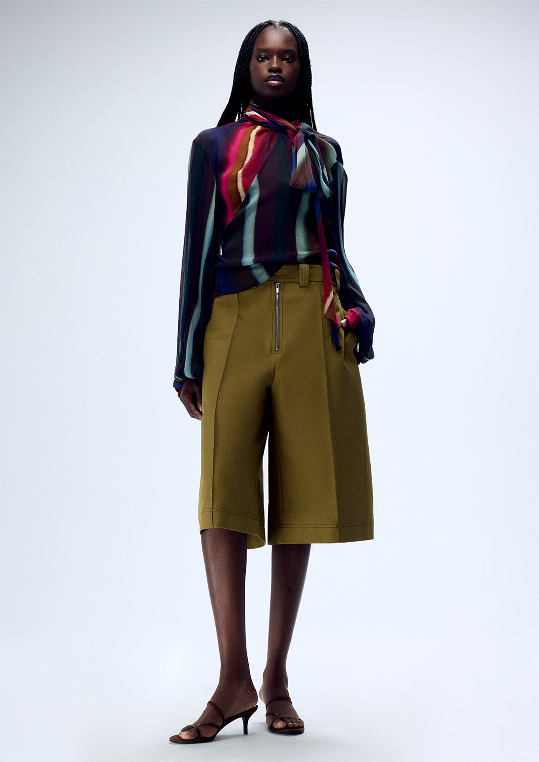 LOUIE STRIPE SCARF NECK BLOUSE (PRE-ORDER)