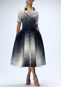 HALFTONE WIGGLE DOT DROP WAIST SHIRTDRESS (PRE-ORDER)