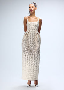 HALFTONE WIGGLE DOT SCOOP NECK TULIP GOWN (PRE-ORDER)