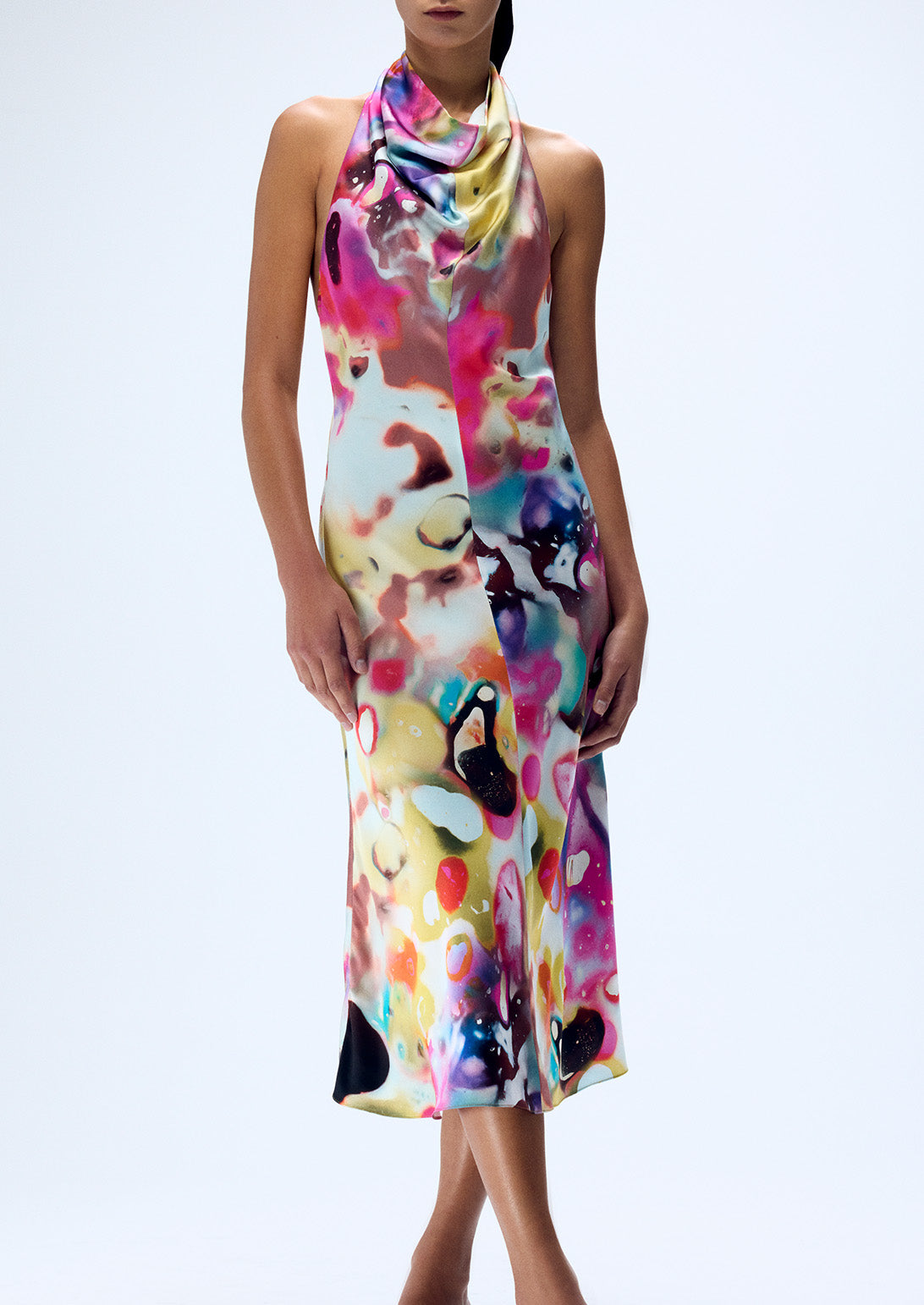 MOONSHINE COWL NECK HALTER MIDI DRESS (PRE-ORDER)