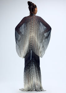 SHEER HALFTONE WIGGLE DOT BATWING SLEEVE CAFTAN (PRE-ORDER)