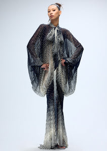 SHEER HALFTONE WIGGLE DOT BATWING SLEEVE CAFTAN (PRE-ORDER)