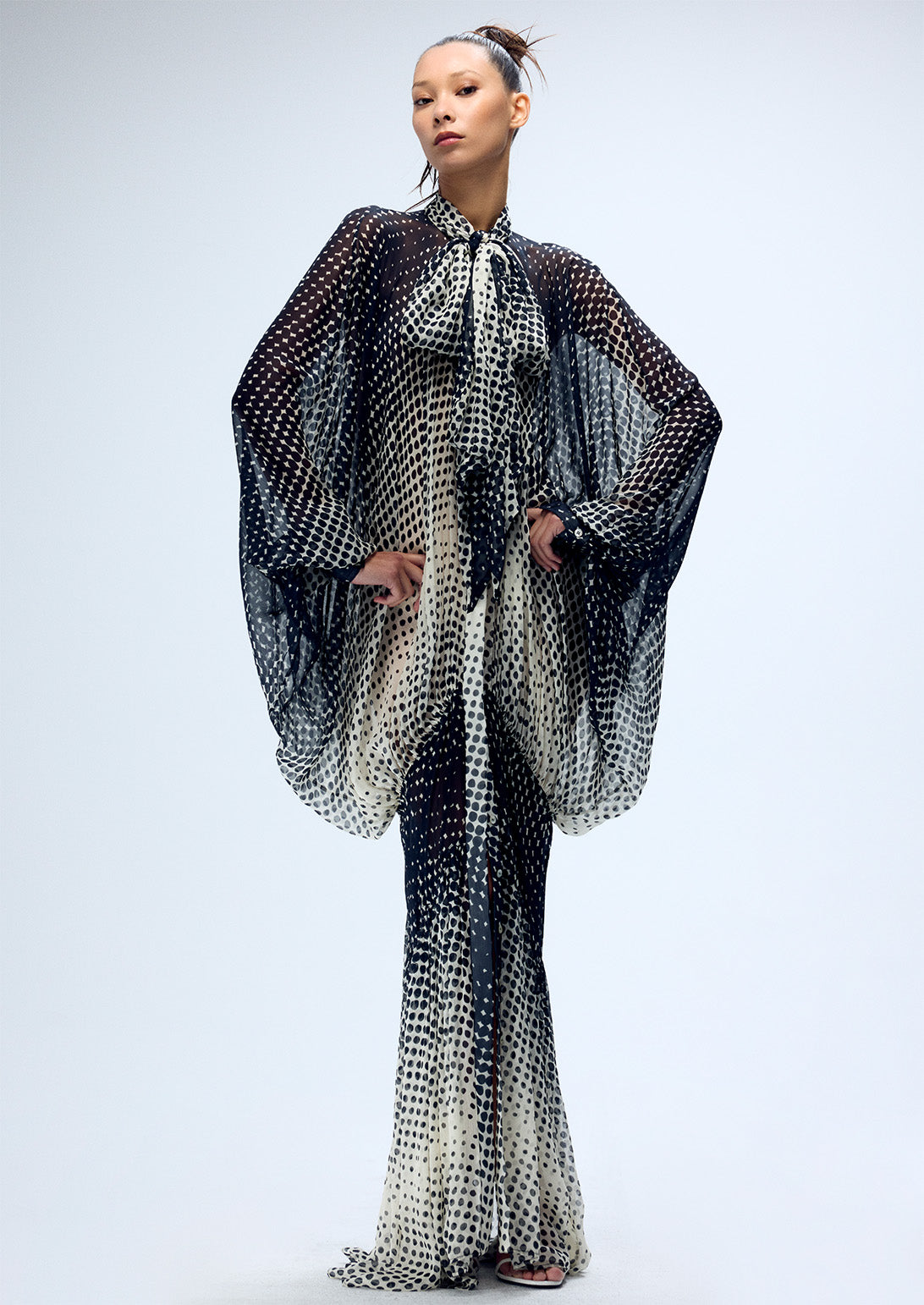 SHEER HALFTONE WIGGLE DOT BATWING SLEEVE CAFTAN (PRE-ORDER)