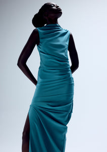 SILK YANKED COLUMN GOWN (PRE-ORDER)