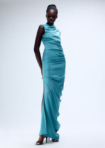 SILK YANKED COLUMN GOWN (PRE-ORDER)