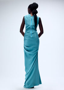 SILK YANKED COLUMN GOWN (PRE-ORDER)