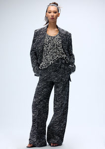 SLUB JACQUARD WIDE LEG FLAT FRONT TROUSER (PRE-ORDER)