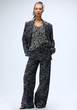 Load image into Gallery viewer, SLUB JACQUARD WIDE LEG FLAT FRONT TROUSER (PRE-ORDER)
