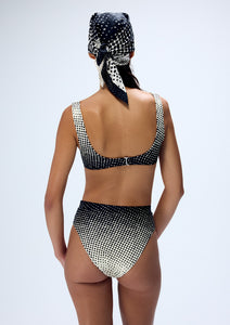 HALFTONE WIGGLE DOT HIGH WAISTED BIKINI BOTTOM (PRE-ORDER)