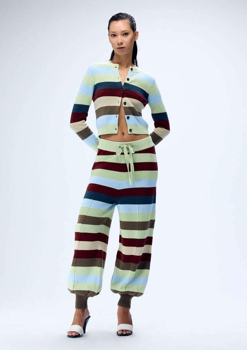 STRIPED CROPPED CARDIGAN