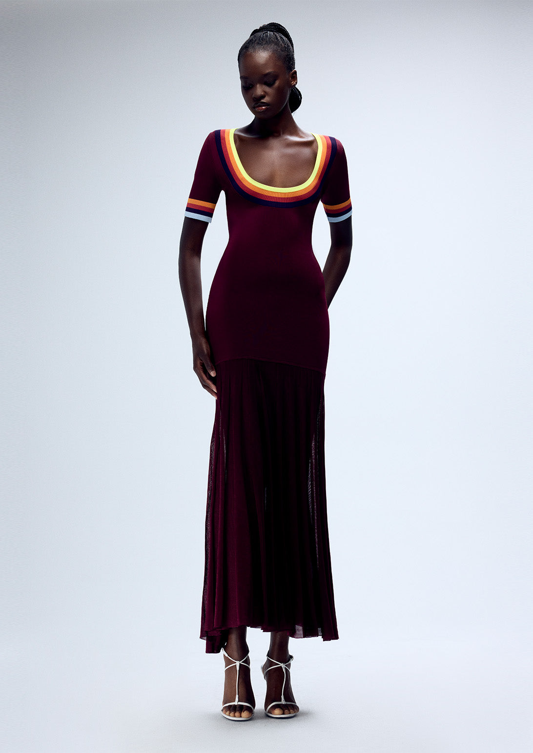 SAUCER NECK SHORT SLEEVE DRESS