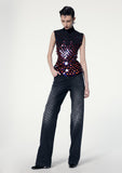Load image into Gallery viewer, SILK EMBELLISHED MOCK NECK SHELL
