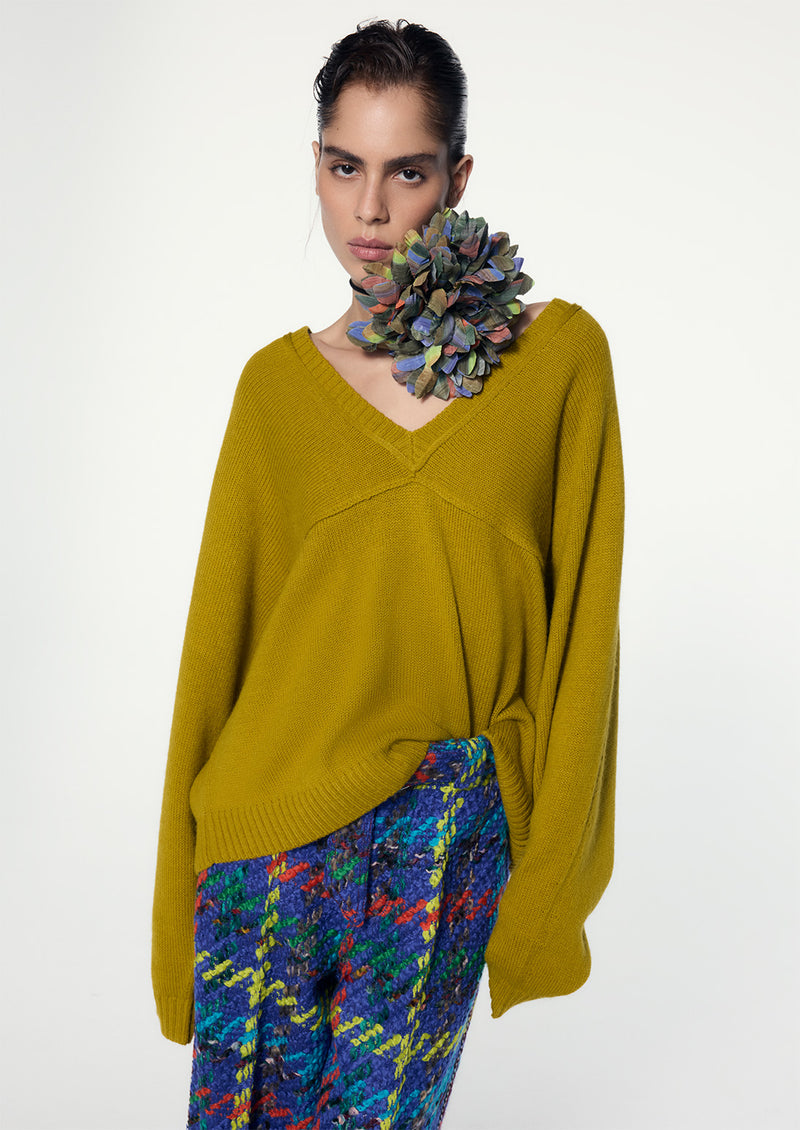 ALPACA OVERSIZED V-NECK SWEATER