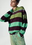 Load image into Gallery viewer, SILK BIG STRIPE LONG SLEEVE POLO

