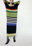 Load image into Gallery viewer, SILK STRIPED POLO MAXI DRESS
