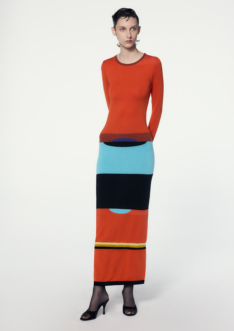 SILK TOTEM LONG SLEEVE MAXI DRESS