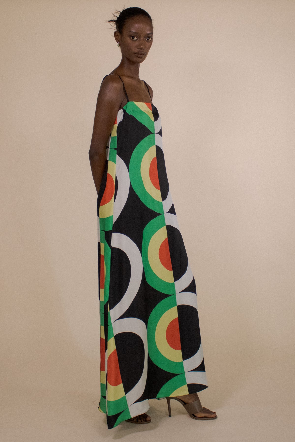 SOLNA DOT SILK COLUMN MAXI DRESS (PRE-ORDER)