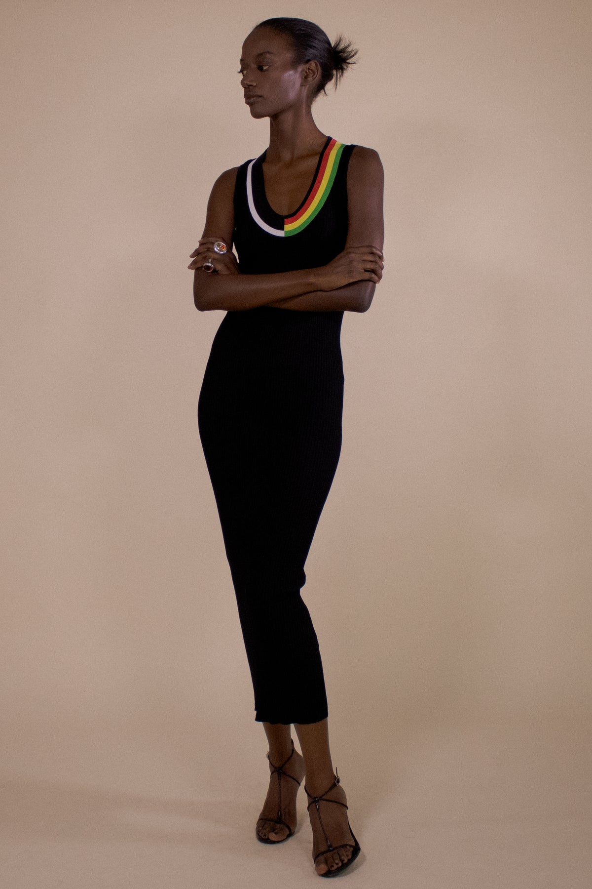 SOLNA SAUCER NECK RIBBED MIDI DRESS (PRE-ORDER)