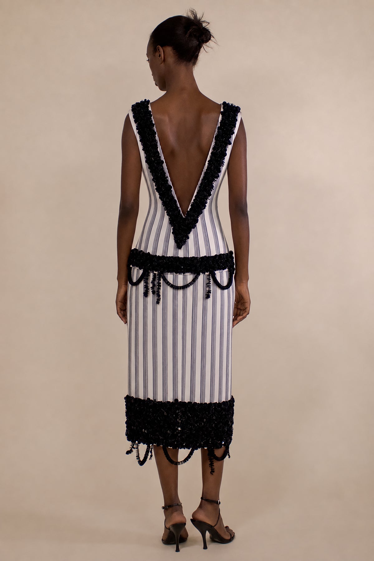 ENCRUSTED JACQUARD STRIPE SLIP SKIRT (PRE-ORDER)