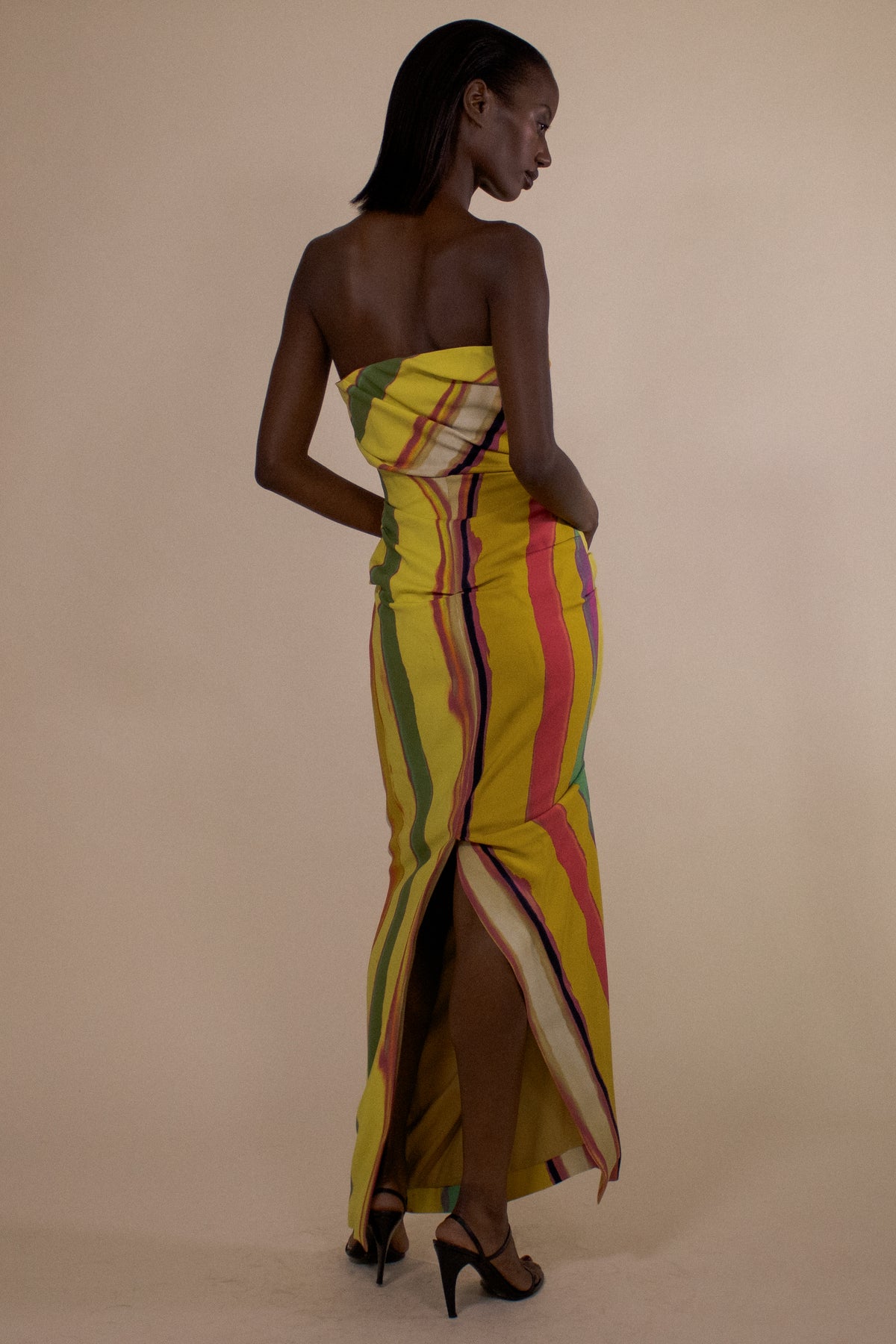 WHEATPASTE STRIPE STRAPLESS TUCKED MAXI DRESS (PRE-ORDER)