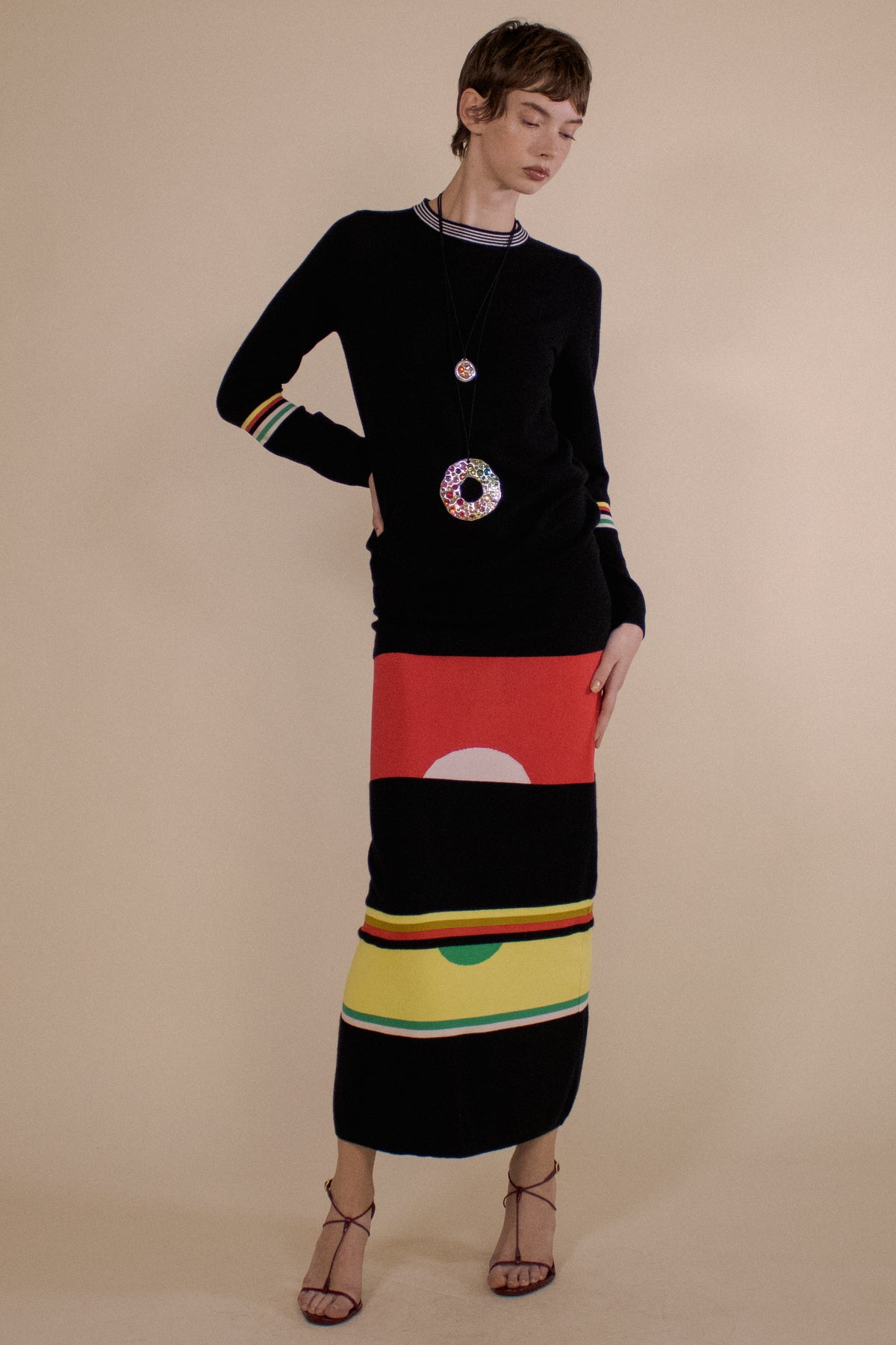 CASHMERE TOTEM KNIT MAXI SKIRT (PRE-ORDER)