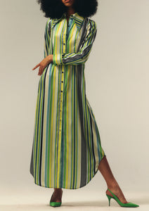 VINTAGE STRIPE FITTED SHIRTDRESS