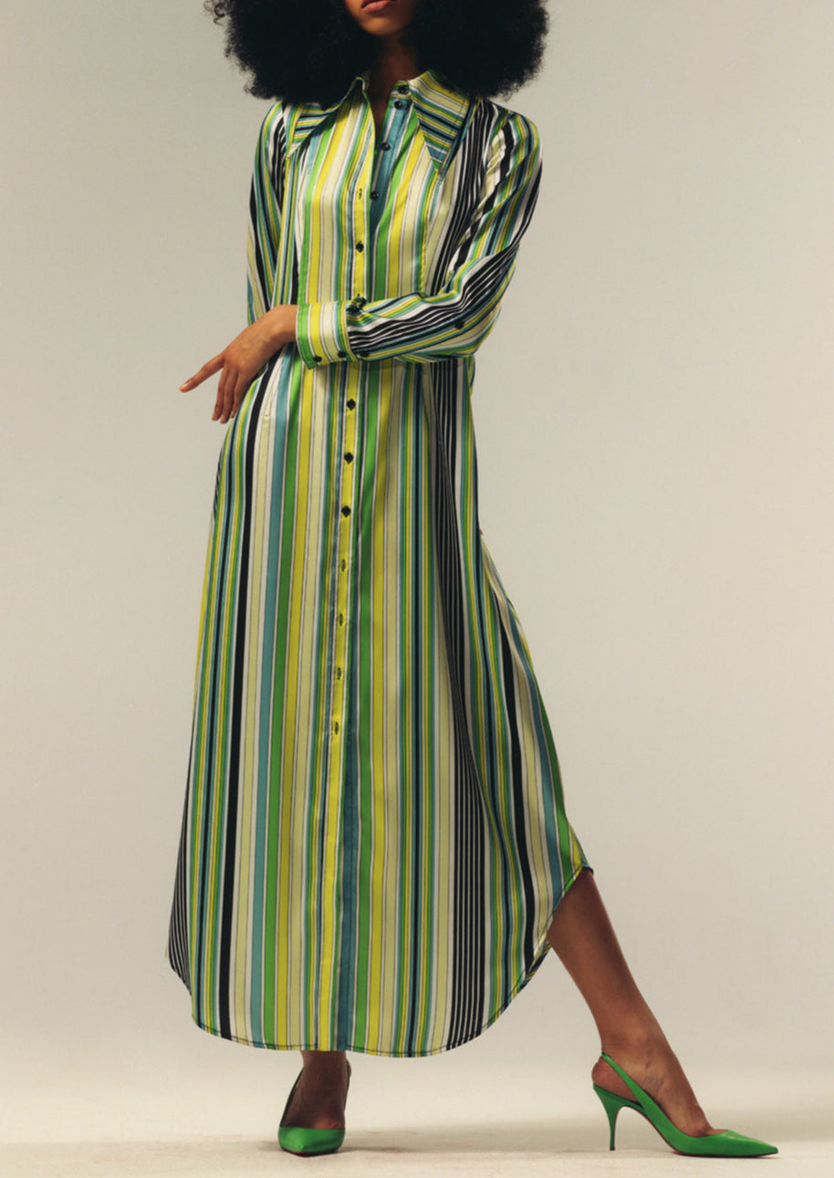 VINTAGE STRIPE FITTED SHIRTDRESS