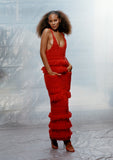 Load image into Gallery viewer, HANDKNIT FRINGE DRESS W/ PATCH POCKETS
