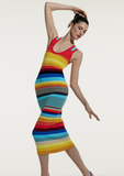 Load image into Gallery viewer, STRIPED SCOOP NECK TANK DRESS

