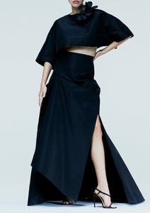TUCKED A-LINE SKIRT W/ SLIT