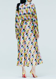 HALFTONE HARLEQUIN BIAS SKIRT