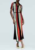 Load image into Gallery viewer, STRIPED SHORT SLEEVE KNIT POLO DRESS
